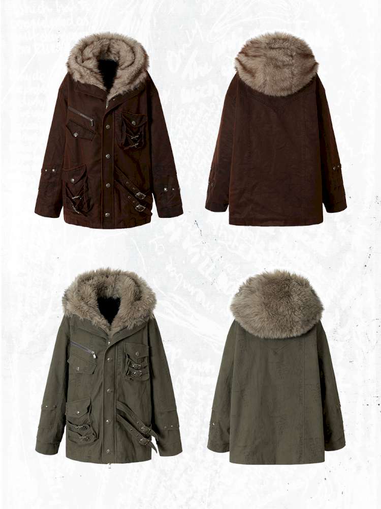 Mid-Length Fleece-Lined Cotton Jacket【s0000014475】