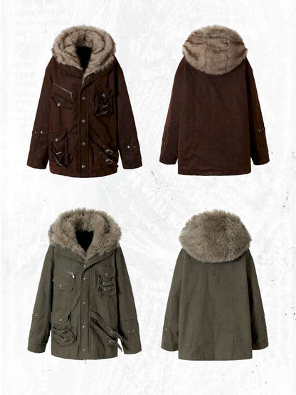 Mid-Length Fleece-Lined Cotton Jacket【s0000014475】