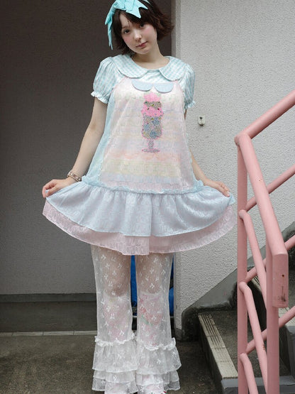 Bow Lace Versatile Flared Pants【s0000017761】