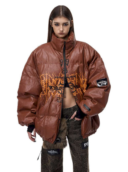 Logo PU Leather High Collar Suit【s0000015137】