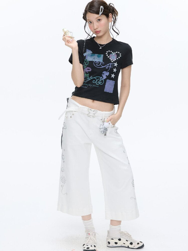 Two Color Vine Slim Short T-Shirt【s0000016407】