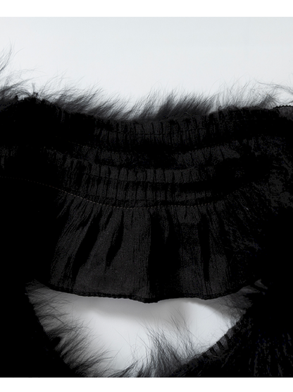 Court Lace Layering Furry Scarf【s0000014932】