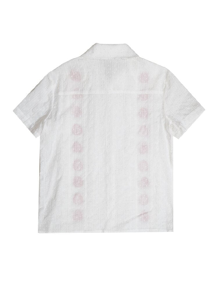 Plaid Lace Bow Short Sleeve Shirt【s0000018541】