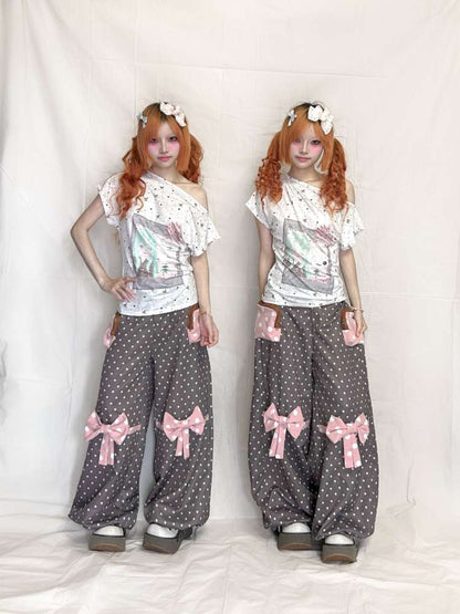 Mint White Polka Dot Slim Top【s0000015200】