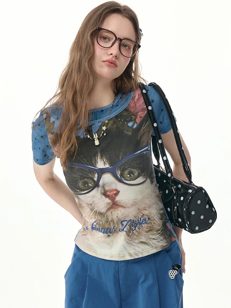 Top Student Cat Childlike T Shirt【s0000017267】