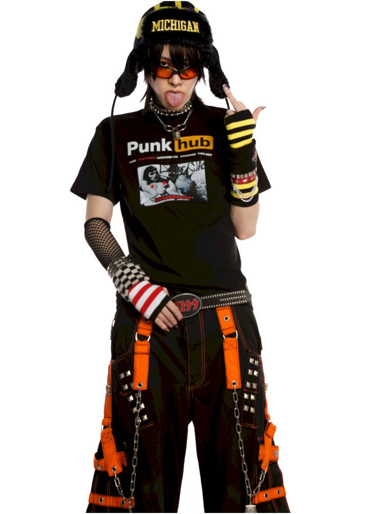 Street tide cool unisex hundred shoulder T-shirt【s0000013605】