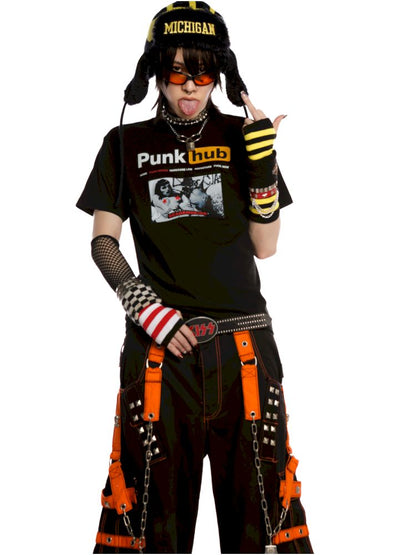 Street tide cool unisex hundred shoulder T-shirt【s0000013605】