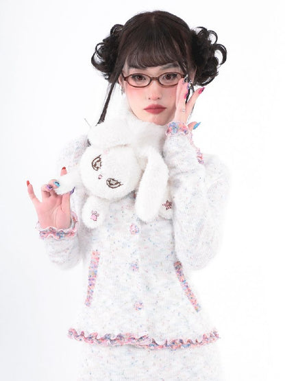 Warm Plush White Rabbit Doll Scarf【s0000005712】