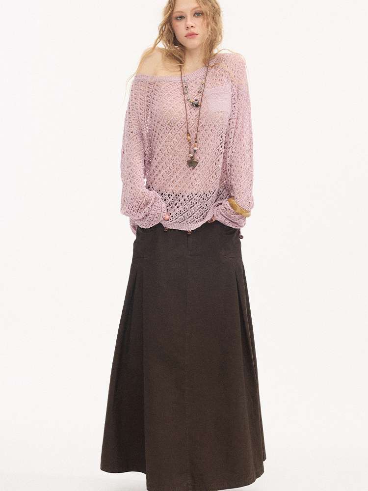 Diagonal Openwork Beaded Knitwear【s0000015405】