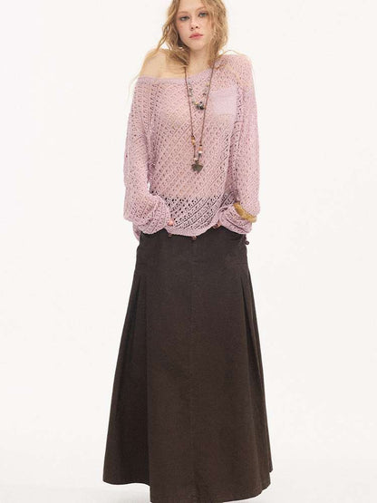 Diagonal Openwork Beaded Knitwear【s0000015405】