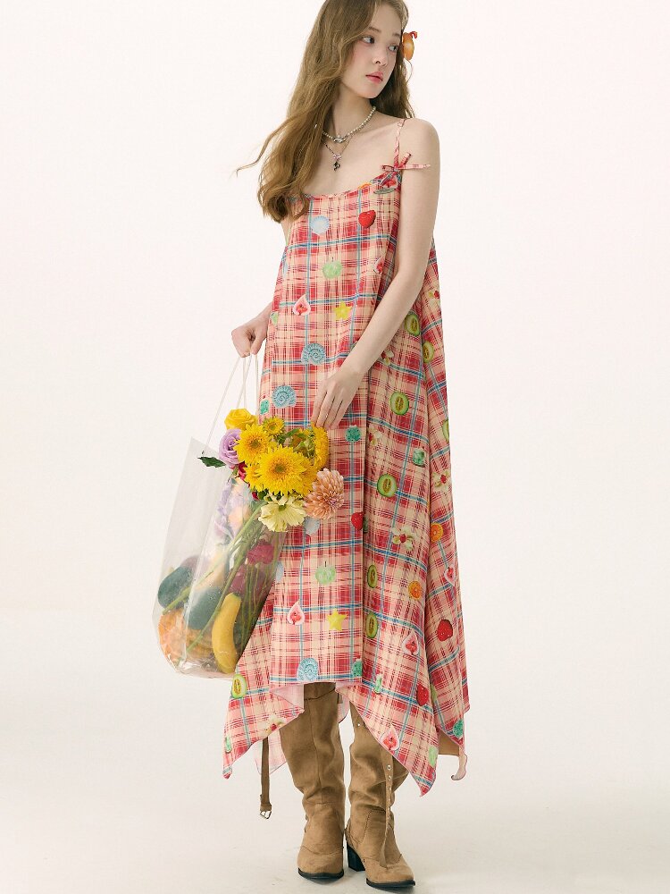 Summer Plaid Fun Print Camisole Dress【s0000016842】