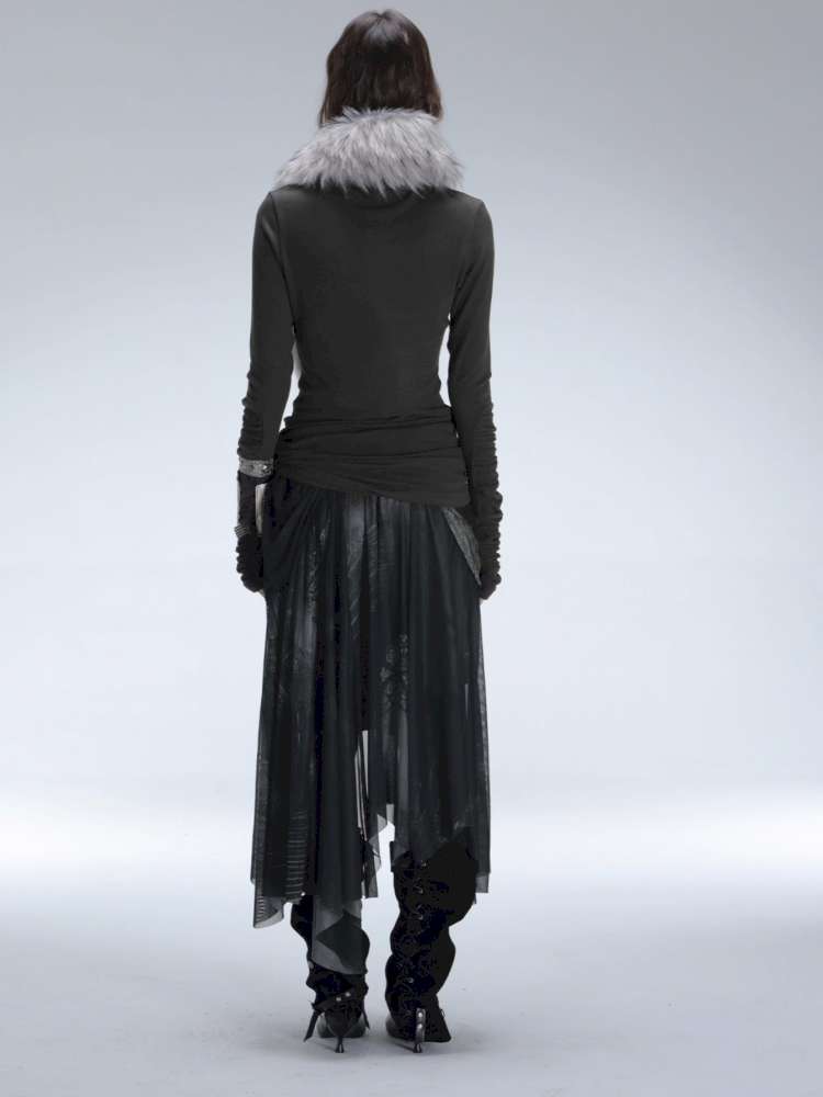 Original Shoulder Knit Stacked Collar Top【s0000014712】