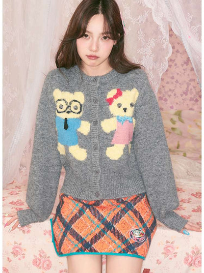 Teddy Bear Knit Crew Neck Cardigan【s0000014494】
