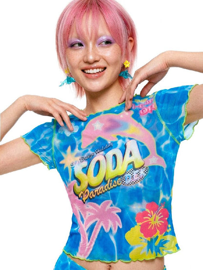 Mesh Short Sleeve Mermaid Dress【s0000017519】
