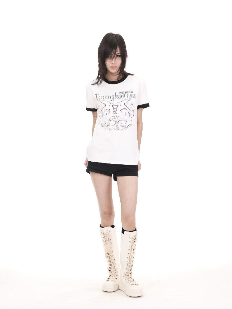 Contrast Patchwork Crew T-Shirt【s0000018214】