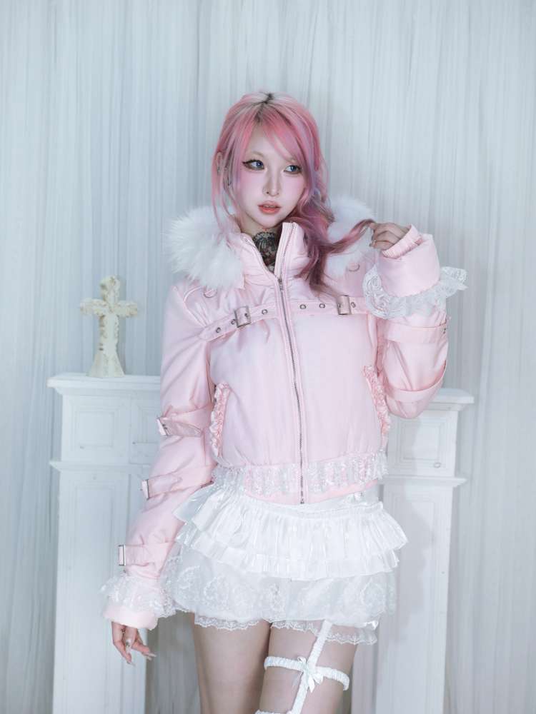 Detachable Hat Black Pink Two Tone Suit【s0000014679】