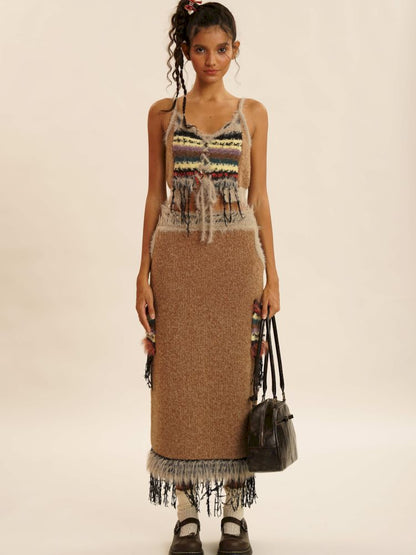 Mixed yarn interweaving stripes sweater【s0000006008】