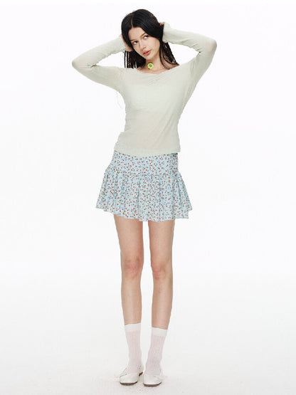 Floral Print High Waist A-line Skirt【s0000015861】