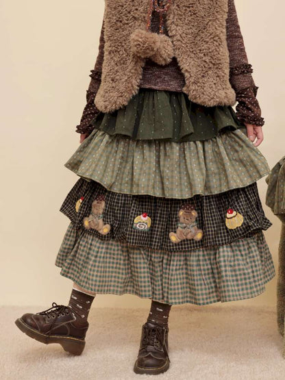 Vintage Girl Bear Dessert Cake Skirt【s0000014843】