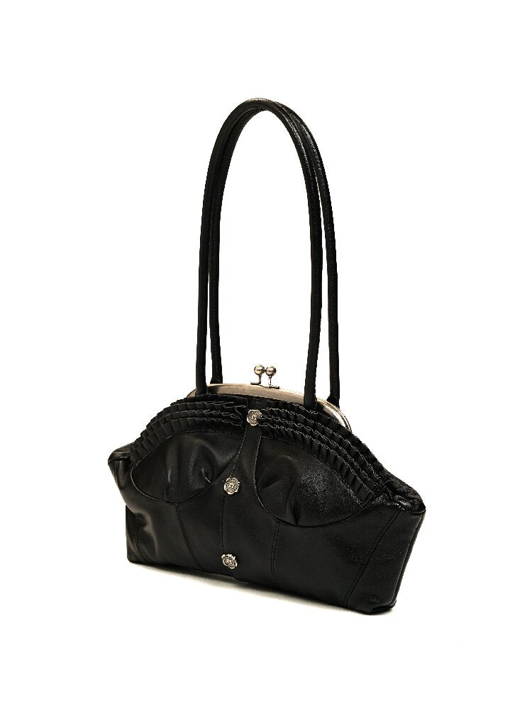 Lambskin Kiss Lock Shoulder Bag【s0000017911】