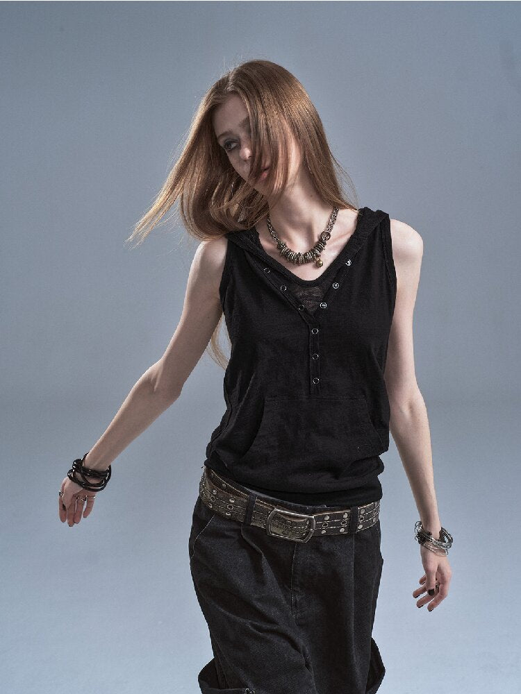Fake Two Piece Hooded Panel Vest【s0000016903】