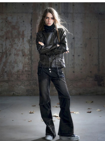 Strappy Slim-Fit Diagonal Zipper Coat【s0000013957】