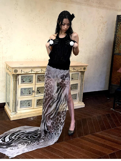 Silk Zebra Print Halter Vest【s0000017664】