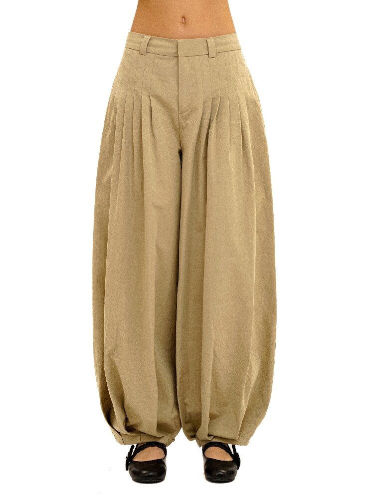 Cotton Pleated Casual Lantern Trousers【s0000016094】