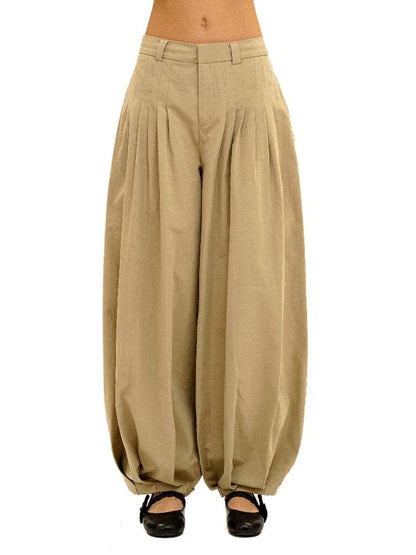 Cotton Pleated Casual Lantern Trousers【s0000016094】