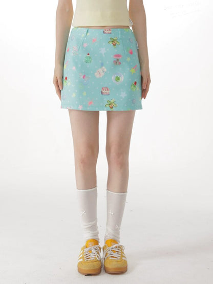 Summer Childlike Print Short Skirt【s0000017157】