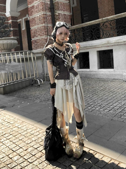 Irregular Patchwork Printed Old Tattered Half Skirt【s0000013526】