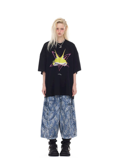 Rock Frog Print Loose Fit T-Shirt【s0000012978】