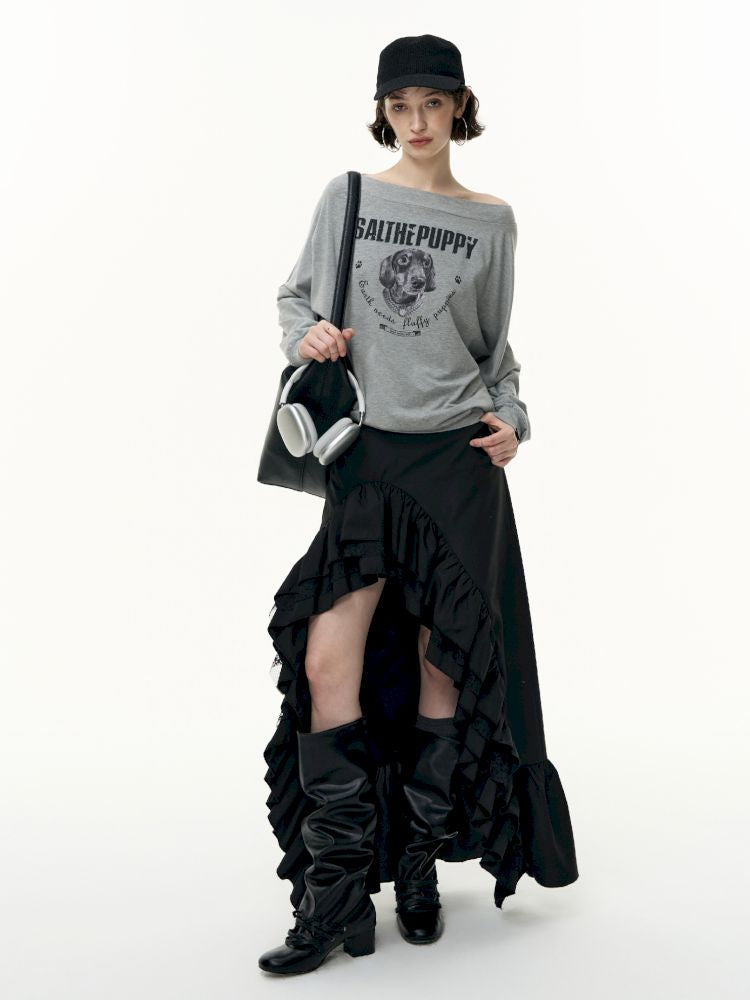 Irregular ruffled half-body skirt【s0000013746】