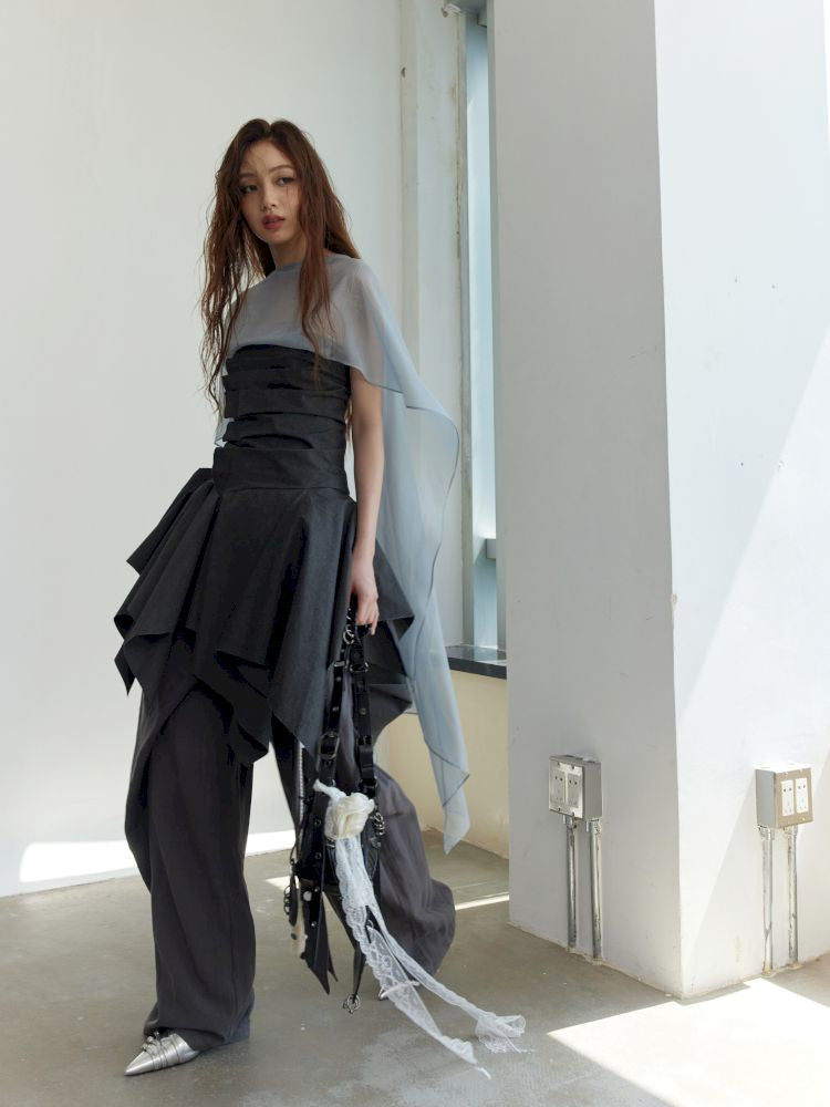 Pleated Irregular Hem Sheath Tank Top【s0000013220】