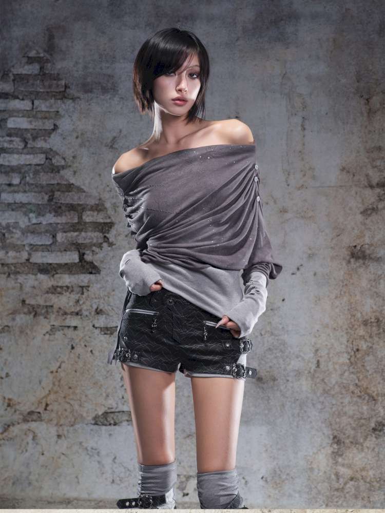 Off-the-shoulder knit top【s0000014488】