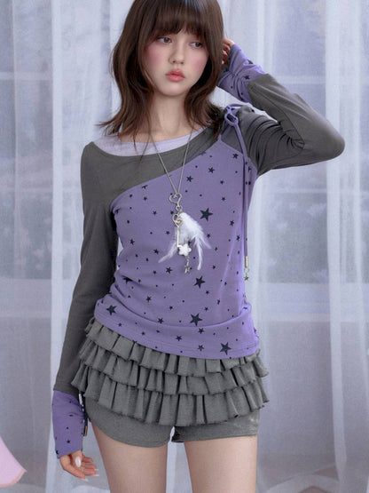 Fake three-piece star top T-shirt【s0000014366】