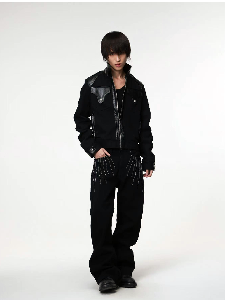 Brushed Patchwork Zipper Jacket【s0000018211】
