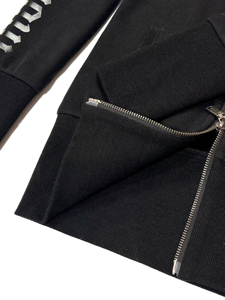 Glossy Black Fleece Hooded Fur Sweatshirt【s0000019103】