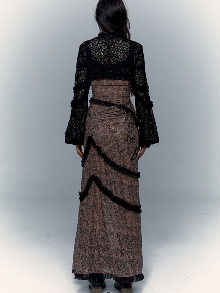 Lantern Sleeve Shoulder Lace Ultra Short Blouse【s0000009003】