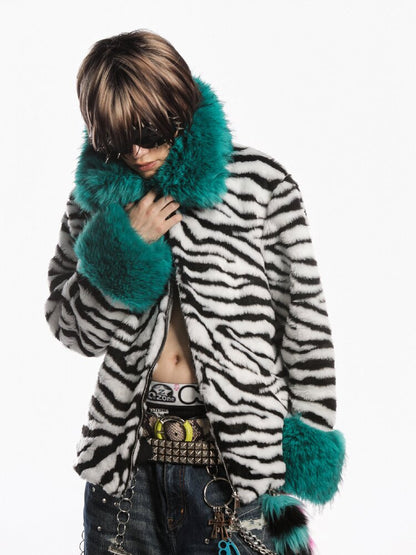Zebra Print Furtive Faux Coat【s0000019277】