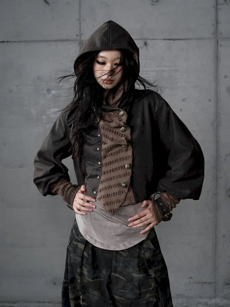 Knit Suede Short Hooded Jacket【s0000014120】
