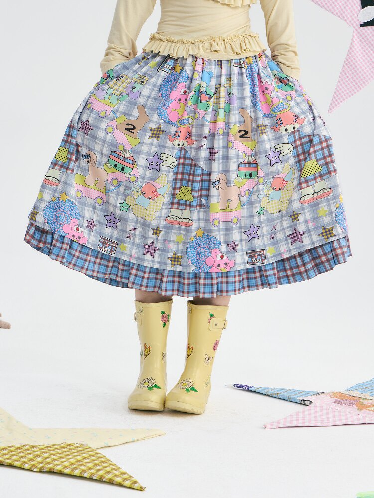 Plaid Ruffled High Waisted Skirt【s0000018369】