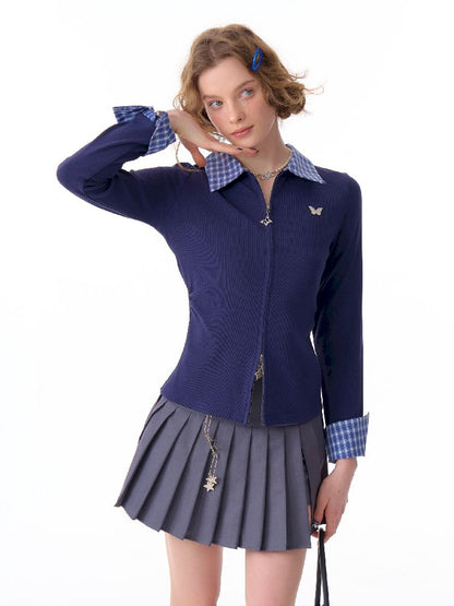 Long Sleeve Navy Blue Shirt【s0000012260】