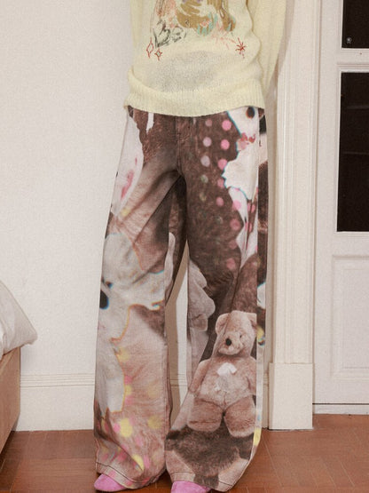 Doll Club Full Print Wide Leg Jeans【s0000015460】