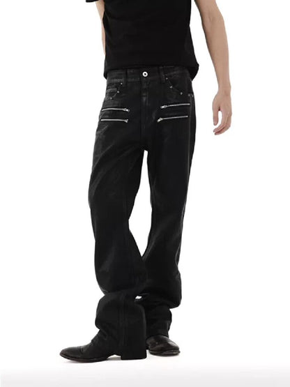 Metal Brush Wax Irregular Jeans【s0000018243】