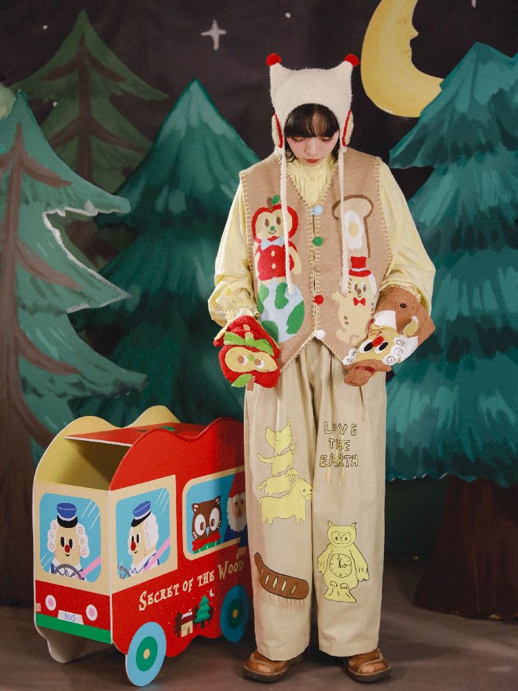 Apple Earth Toast Khaki Knit Vest【s0000005688】