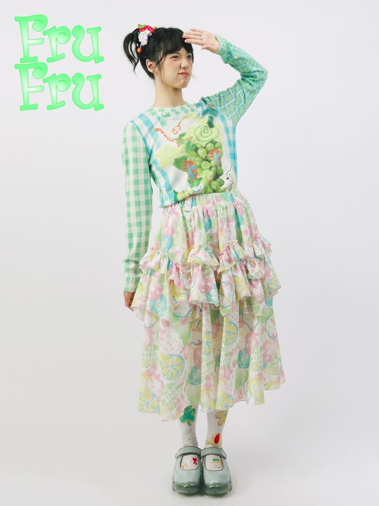 Fruit Printed Umbrella Skirt【s0000009909】