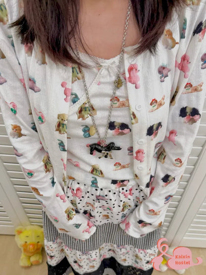 Long-Sleeve Printed Cardigan Top【s0000013973】