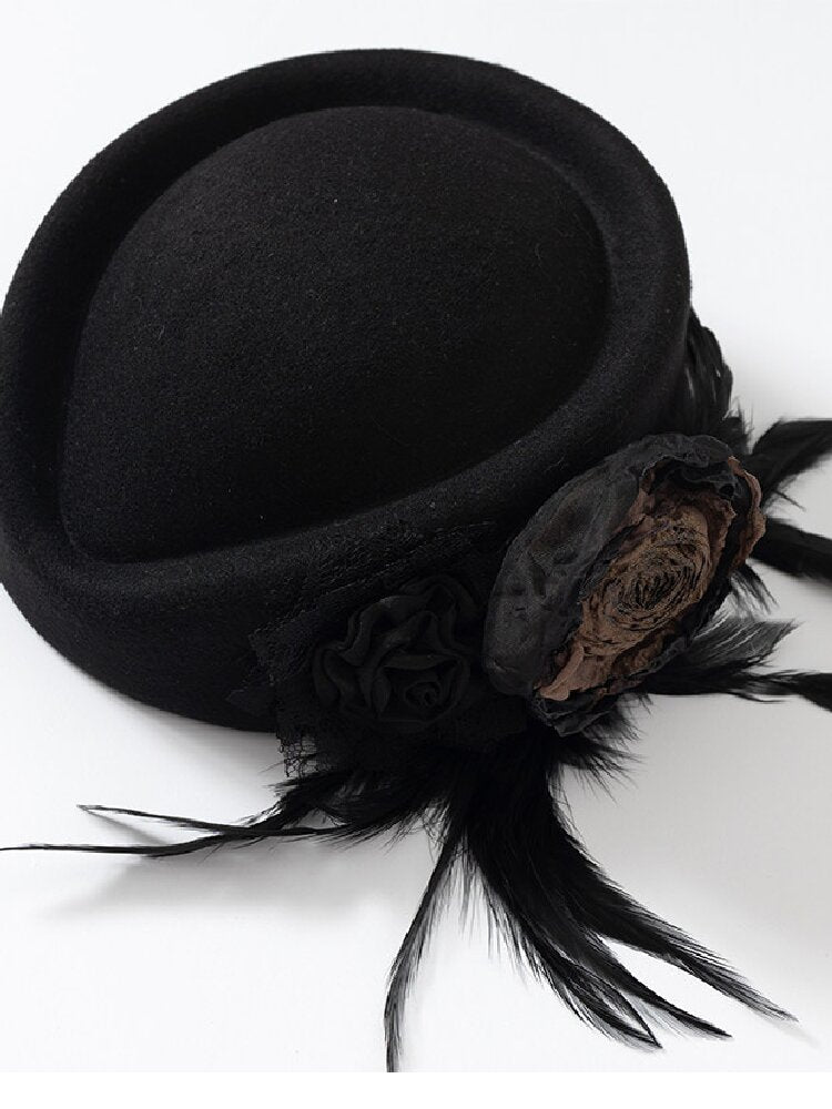 Baroque Lace Wool Equestrian Beret【s0000017994】