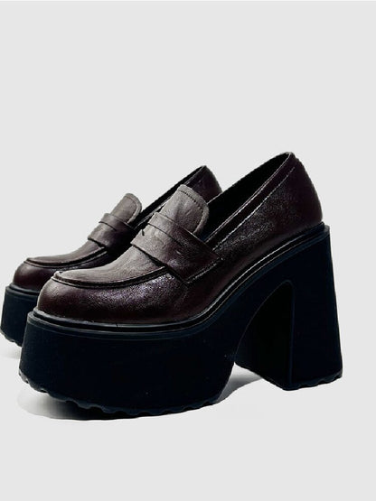 Matte Leather High Heel Loafers【s0000015716】